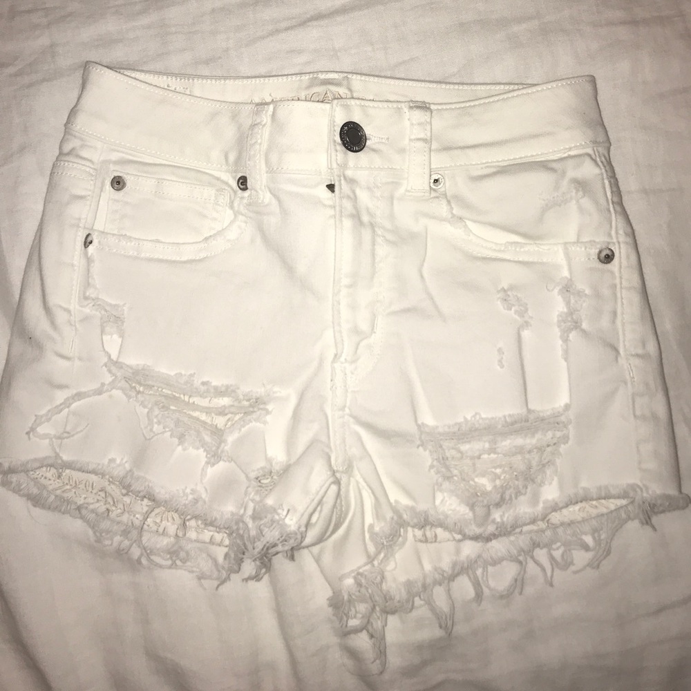 White jean shorts